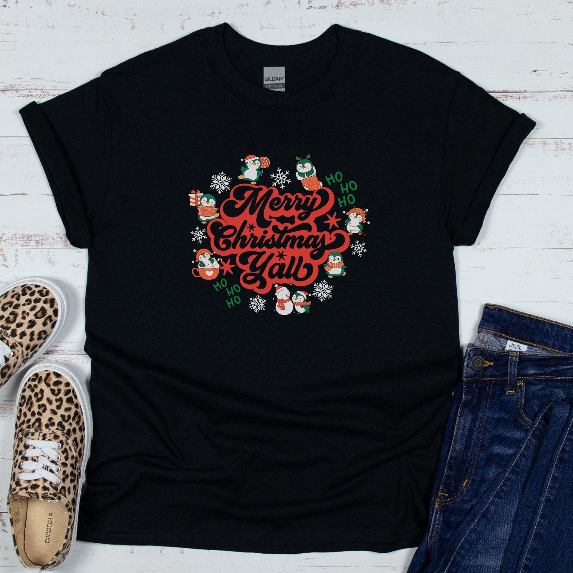 South Western Christmas - "Merry Christmas Y'all" T-Shirt - Artkins Lifestyle
