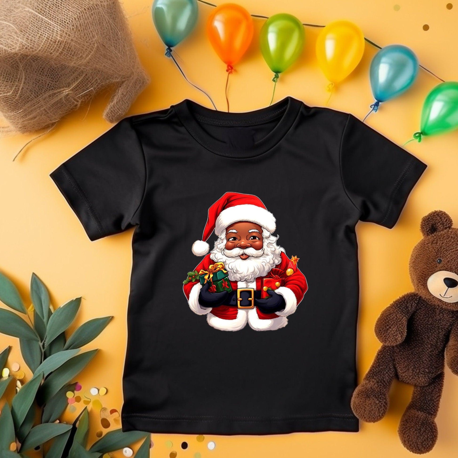 Family Sizes of African American Santa Claus | Holiday Season T-Shirt - Artkins Lifestyle