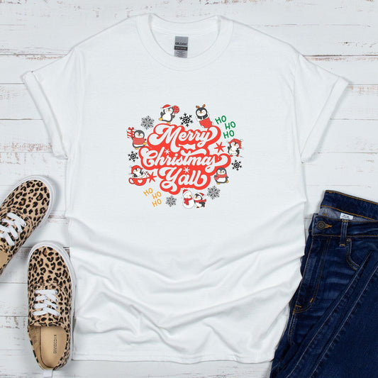 South Western Christmas - "Merry Christmas Y'all" T-Shirt - Artkins Lifestyle