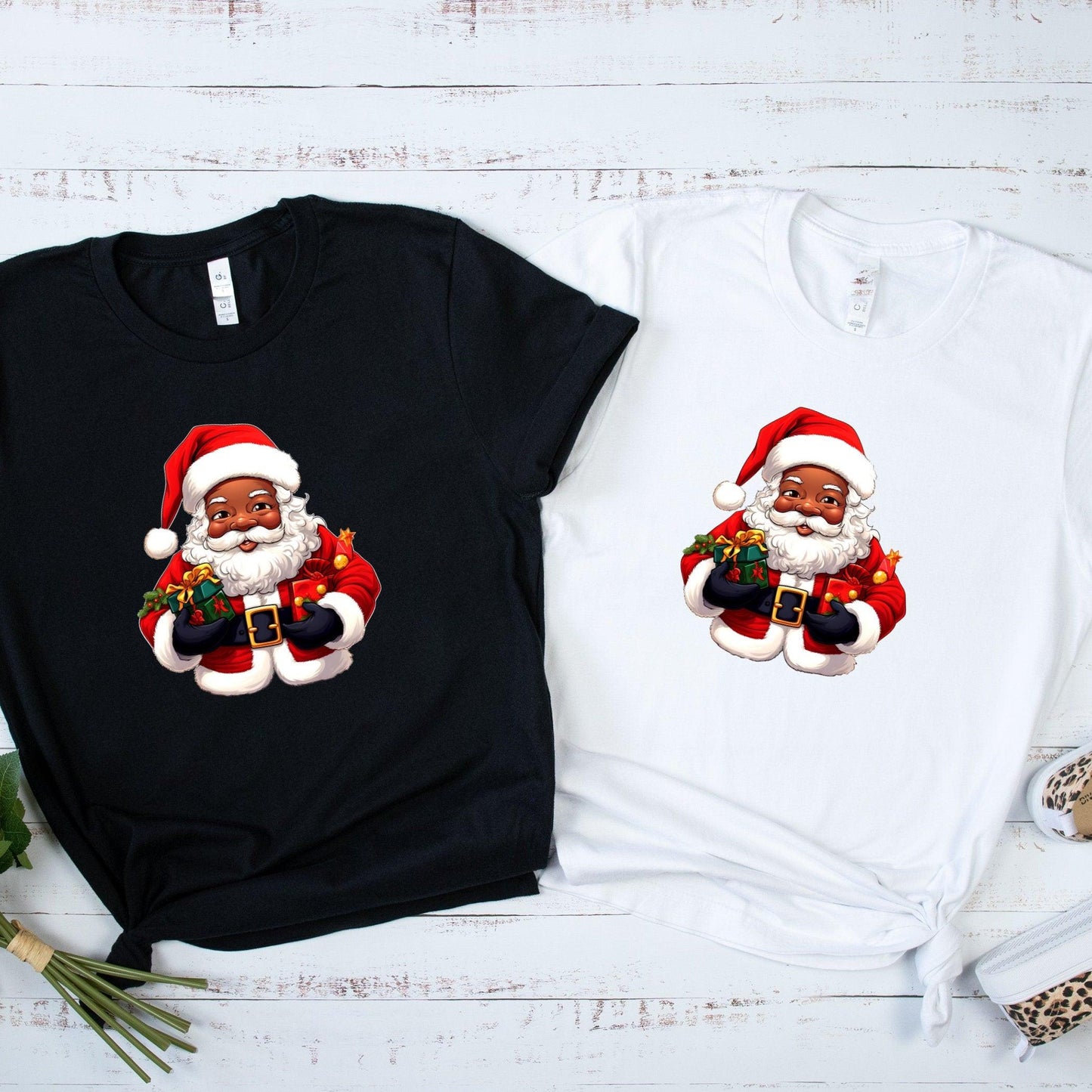 Family Sizes of African American Santa Claus | Holiday Season T-Shirt - Artkins Lifestyle