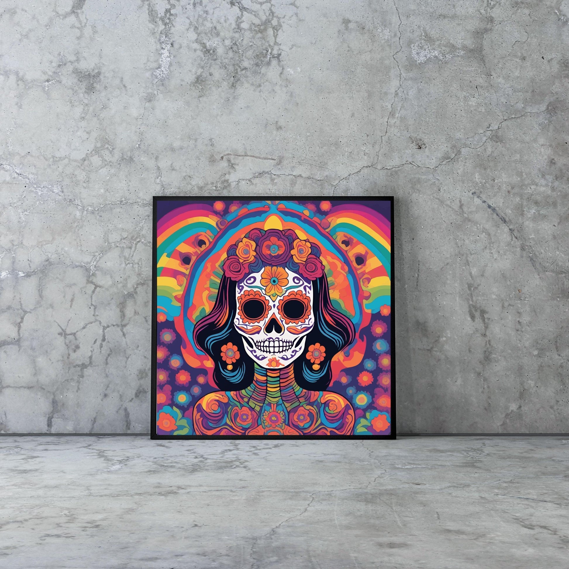 Abstract La Calavera Catrina Wall Art Poster - Artkins Lifestyle