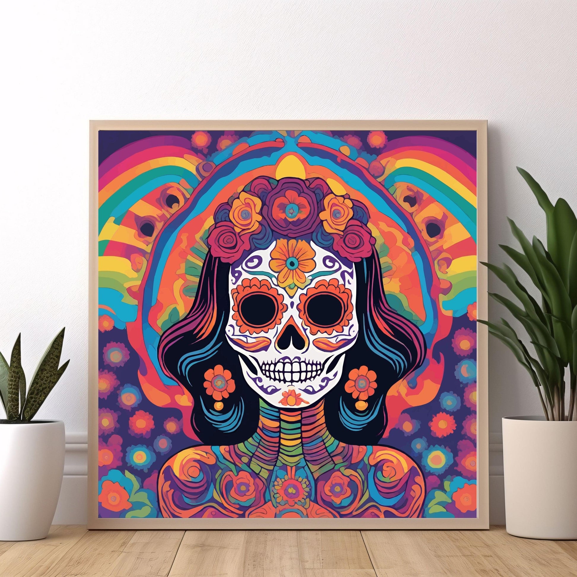 Abstract La Calavera Catrina Wall Art Poster - Artkins Lifestyle