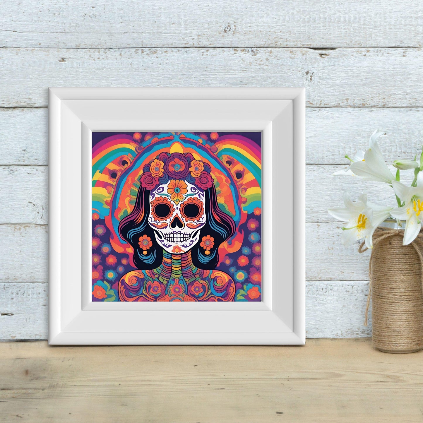 Abstract La Calavera Catrina Wall Art Poster - Artkins Lifestyle