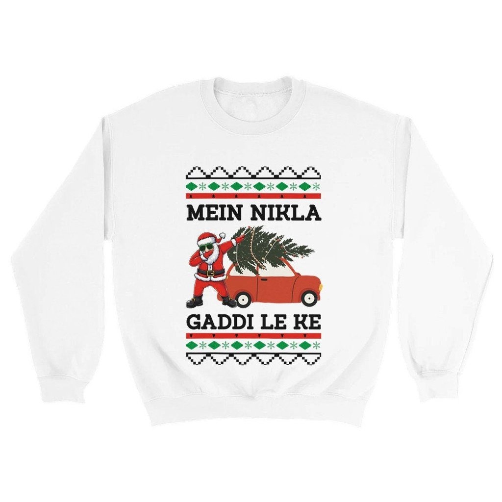 Desi Ugly Christmas Sweatshirt, Punjabi Graphic, Gift for Indian Friend, SecretSanta, Indian Christmas Outfit, Ugly Sweater, Funny Outfit
