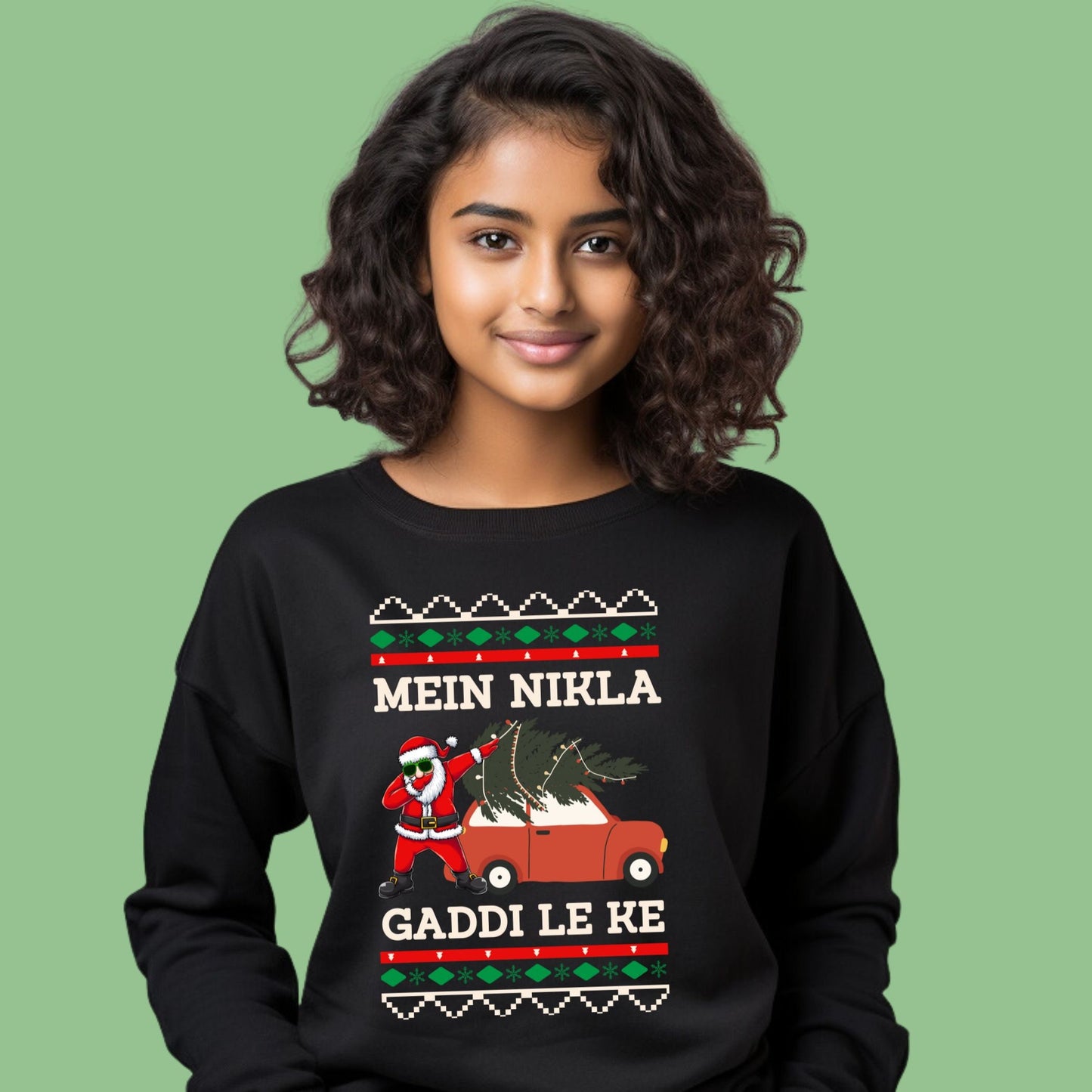 Desi Ugly Christmas Sweatshirt, Punjabi Graphic, Gift for Indian Friend, SecretSanta, Indian Christmas Outfit, Ugly Sweater, Funny Outfit