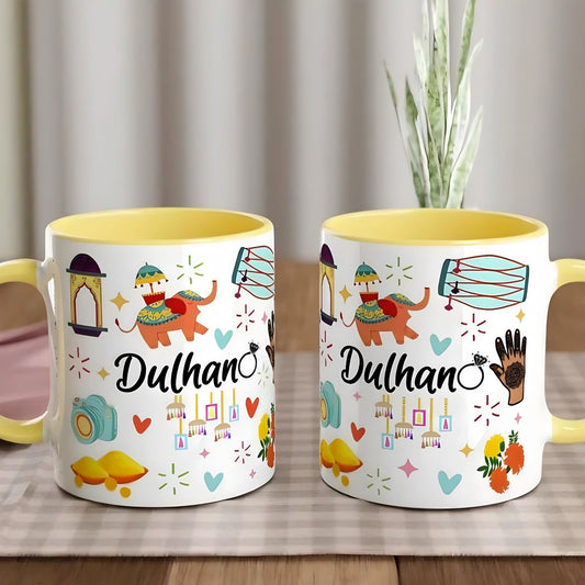 Vibrant Dulhan-Themed Wedding Mug" "Colorful South Asian Bride Mug" "Punjabi Indian Pakistani Bridal Mug" "Cultural Wedding Celebration Cup" "Ethnic Tradition Tea Mug"