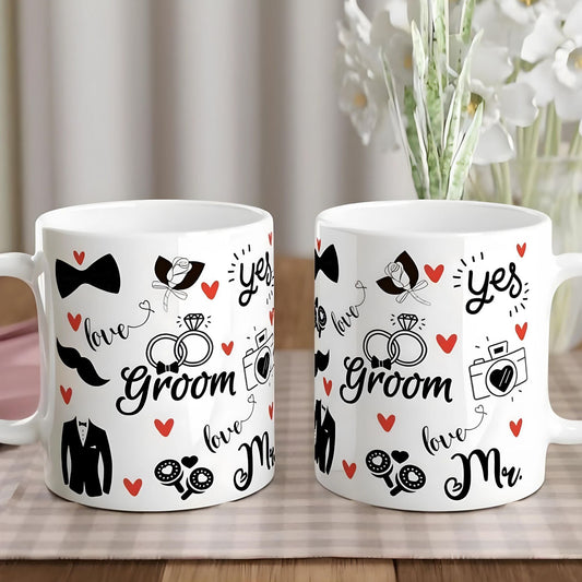 Whimsical groom's mug with props Enchanted wedding celebration set Magical groom shower accessories Fantasy-inspired engagement gifts Charming groom's event decor