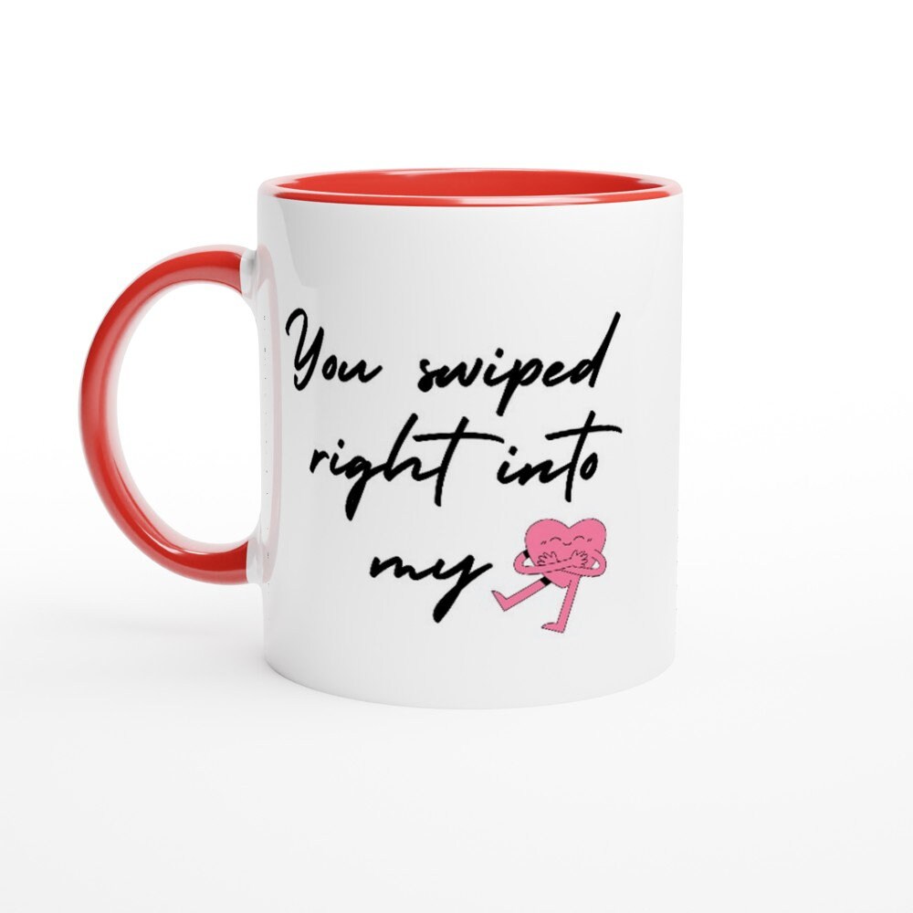 Digital Dating Gift, Swiped Right, Lovers Mug for Valentine, Online Dating Gift, Adorable Gift for Him, Love Dating Apps, Dual Side, RARE