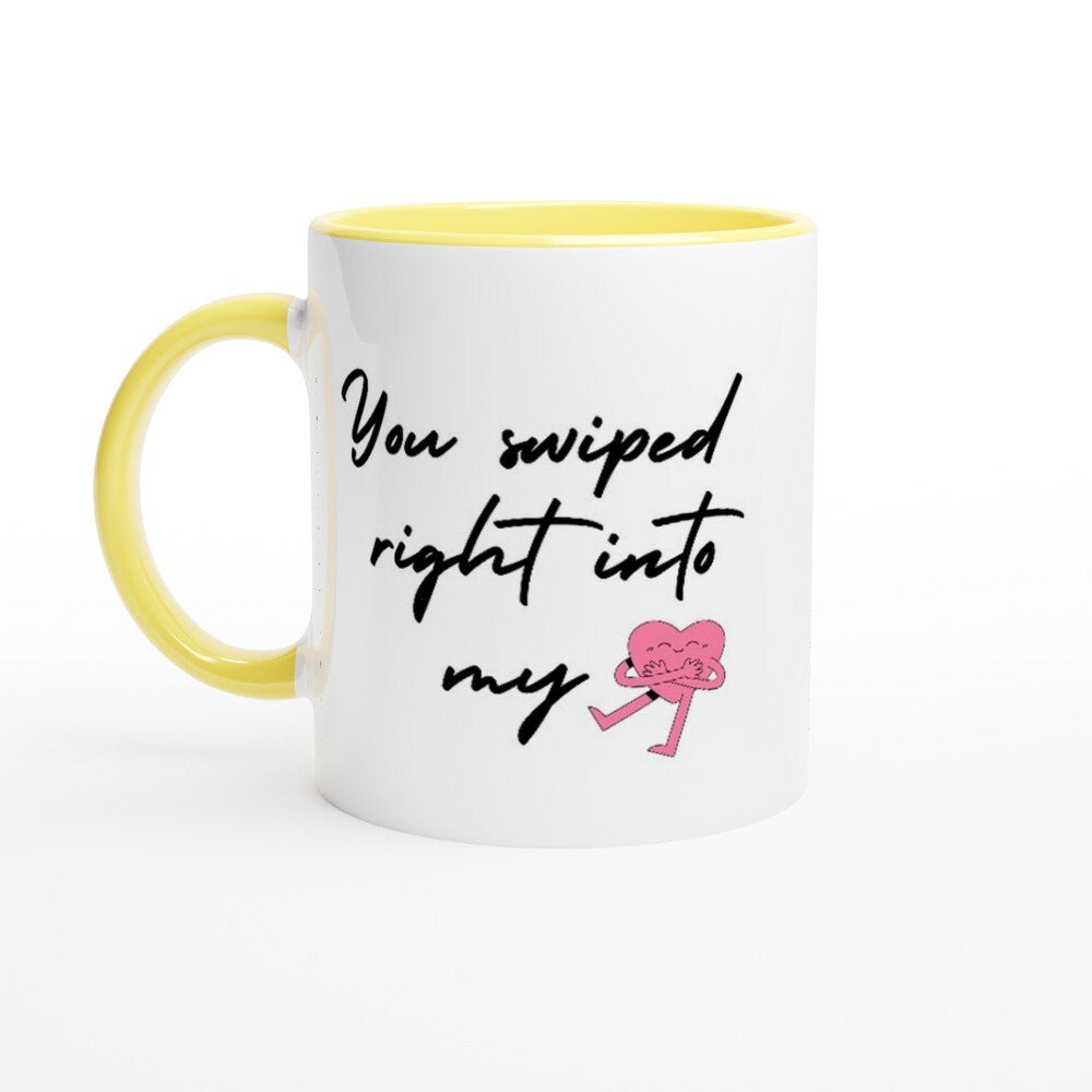 Digital Dating Gift, Swiped Right, Lovers Mug for Valentine, Online Dating Gift, Adorable Gift for Him, Love Dating Apps, Dual Side, RARE