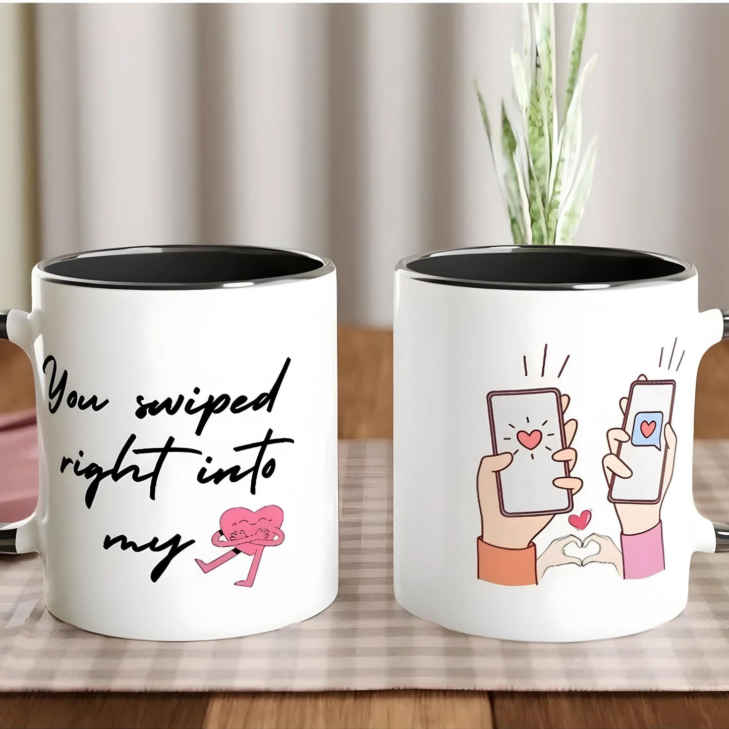 Digital Dating Gift, Swiped Right, Lovers Mug for Valentine, Online Dating Gift, Adorable Gift for Him, Love Dating Apps, Dual Side, RARE