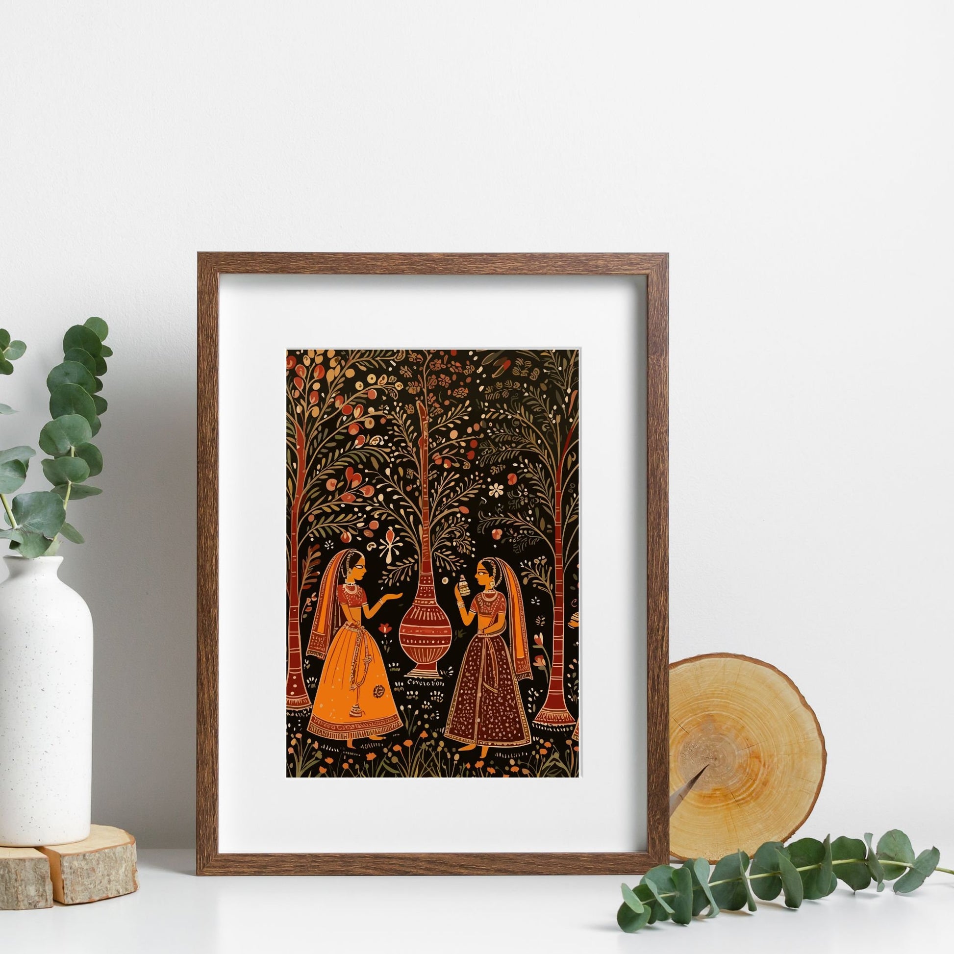 Indian Folk Art Instant Download, South Asian Art Print, Rajasthani Wall Art, Modern Indian Digital Art, Indian Traditional Women Art, Rare