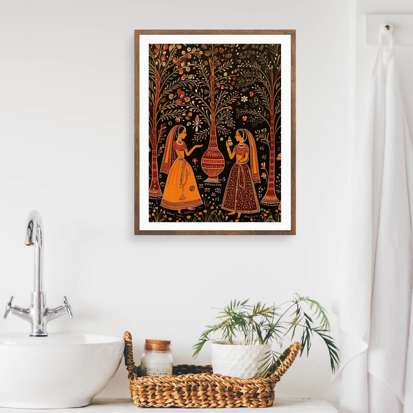 Indian Folk Art Instant Download, South Asian Art Print, Rajasthani Wall Art, Modern Indian Digital Art, Indian Traditional Women Art, Rare
