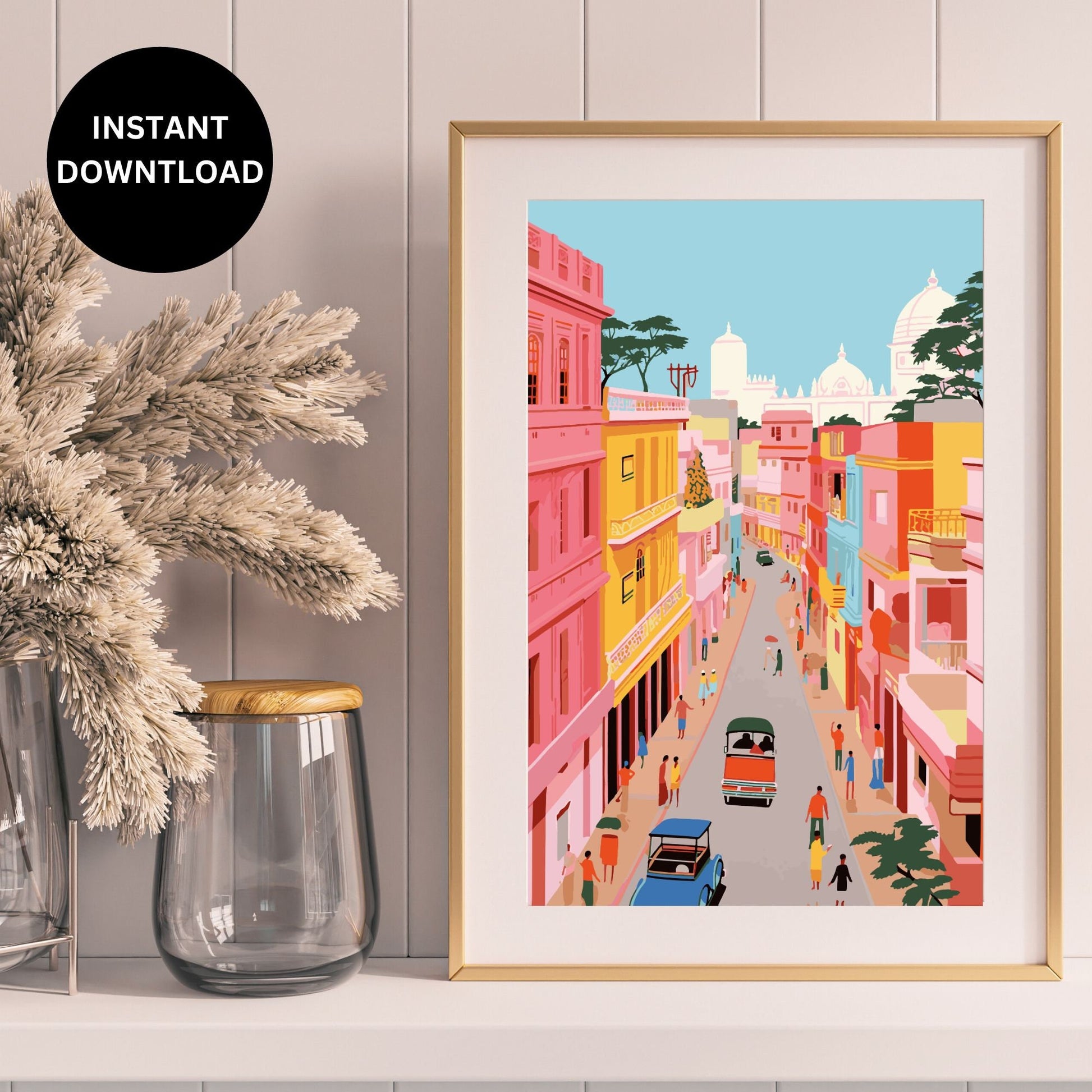 Indian Download Print Art, Modern-Downloadable, Vintage Downloadable Wall Art, India Digital Art, Desi Printable, Indian Modern Favor, RARE