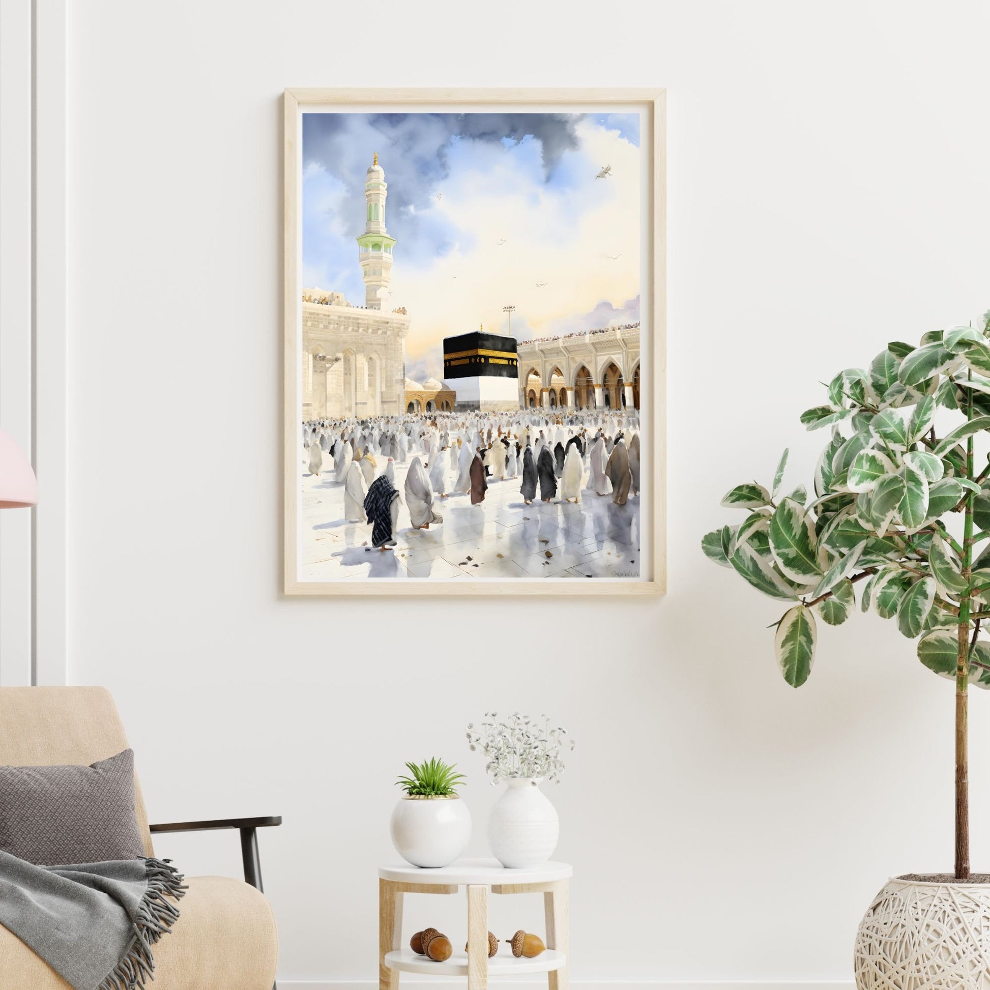 Kaaba Islamic Wall Hanging, Islamic Gift, Mecca,Boho Decor, Vintage Artful Prints, Muslim Art, Islamic Home Decor, Arab Islam, Ramadan Art