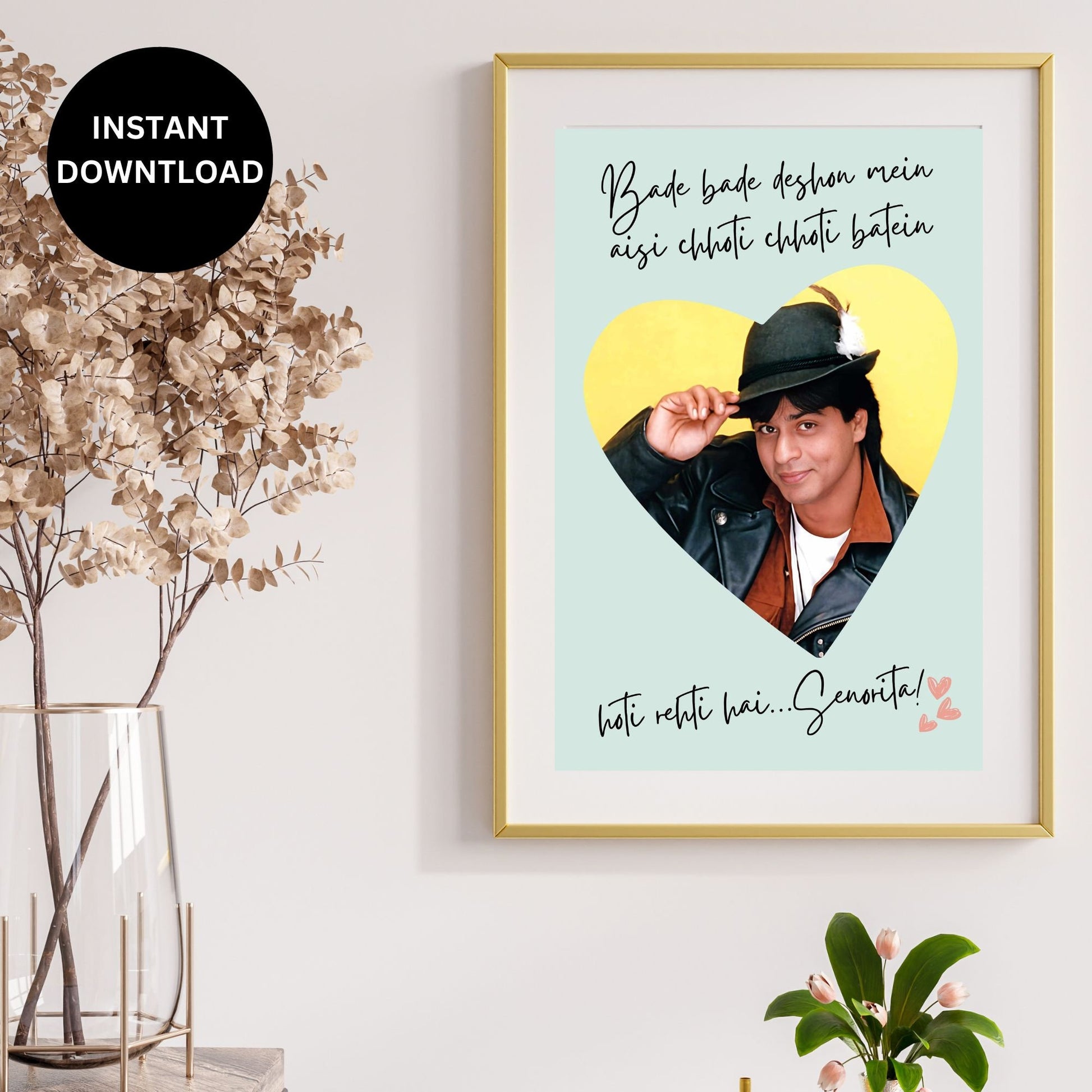 Bollywood Designs Digital Art, Bollywood Wall Art, Indian Home Decor, Indian Wall Hanging, Indian Art Wall, Shahrukh Khan, DDLJ Poster, RARE