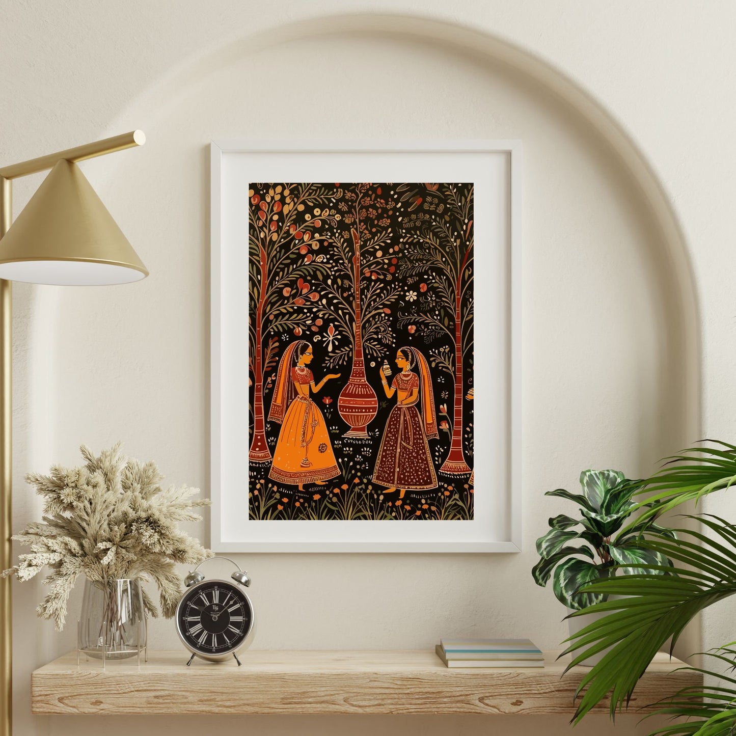 Indian Folk Art Instant Download, South Asian Art Print, Rajasthani Wall Art, Modern Indian Digital Art, Indian Traditional Women Art, Rare