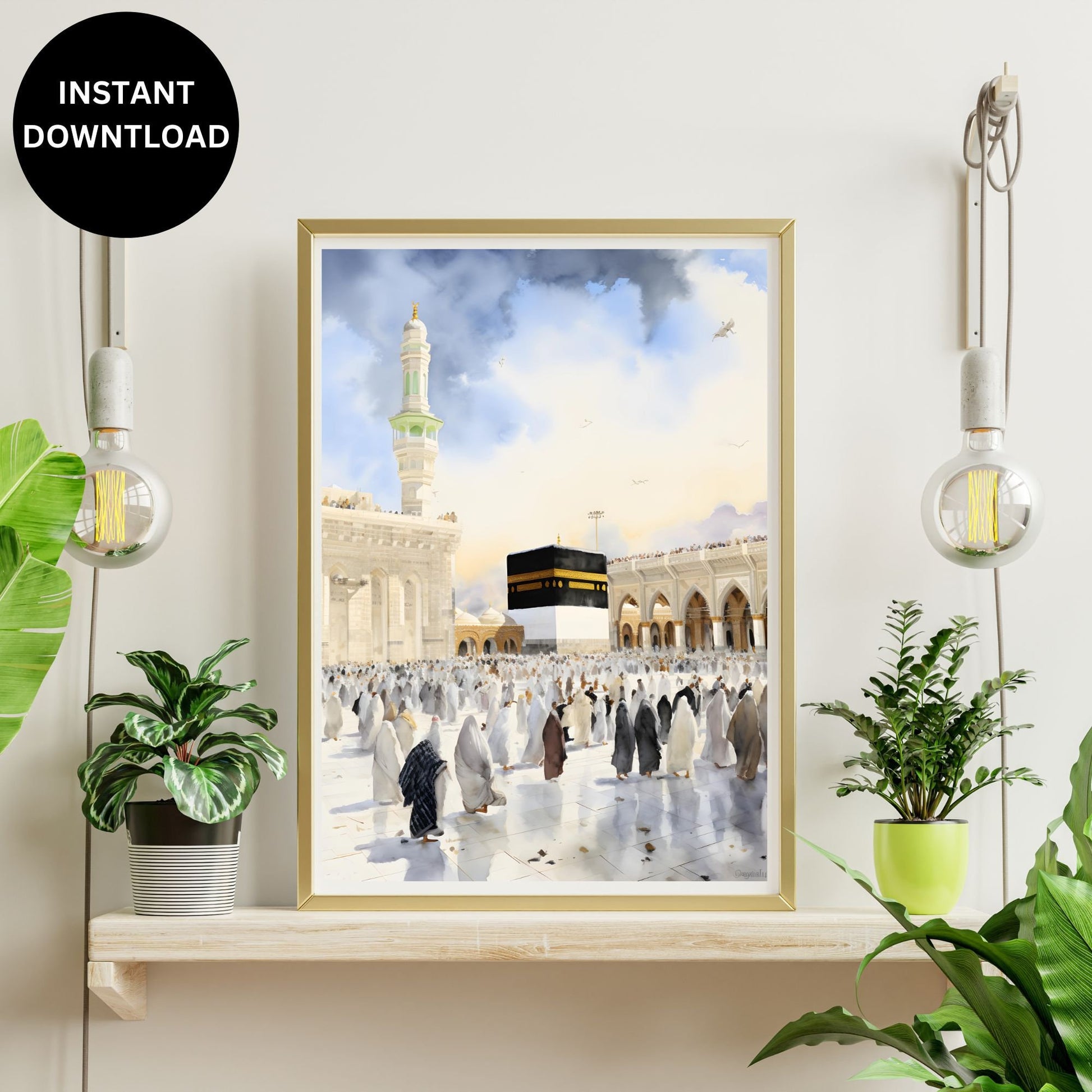 Kaaba Islamic Wall Hanging, Islamic Gift, Mecca,Boho Decor, Vintage Artful Prints, Muslim Art, Islamic Home Decor, Arab Islam, Ramadan Art