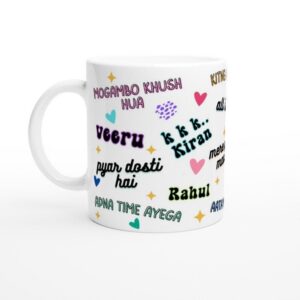 Gift-ready Bollywood dialogues ceramic mug — perfect for Hindi film fans and desi culture lovers