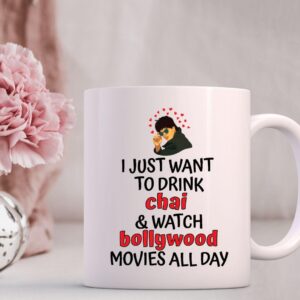 Bollywood desi art mug with vibrant South Asian pop art design by Artkins