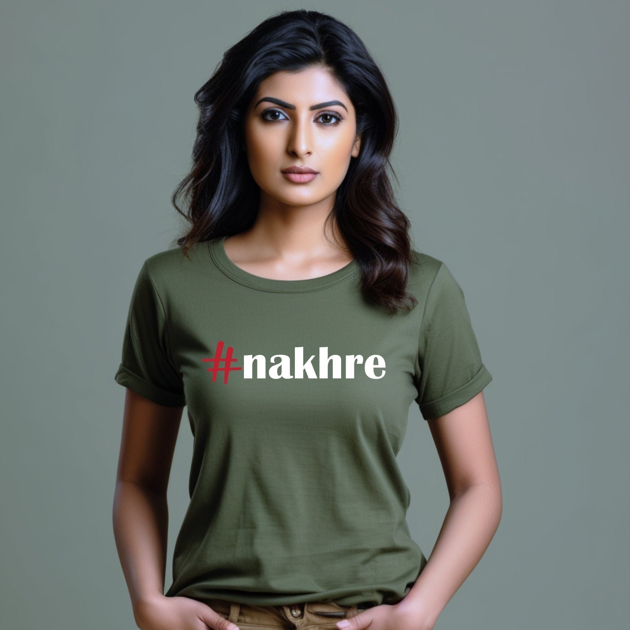 Nakhre Bollywood shirt front view, desi graphic tee by Artkins