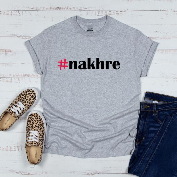 Close-up of Nakhre print detail on South Asian apparel tee