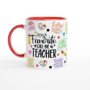 Ceramic teacher mug presented as a gift idea for end-of-year teacher appreciation