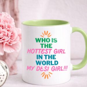 Desi girl mug with bold graphic design, ceramic coffee mug by Artkins