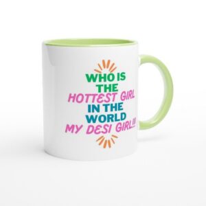Desi girl mug on a desk, perfect everyday mug for South Asian women
