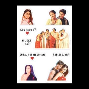 Bollywood cinema sticker collection close-up