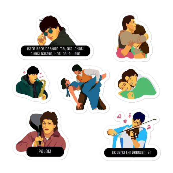 Funny Bollywood vinyl stickers with bubble‑free application on a journal