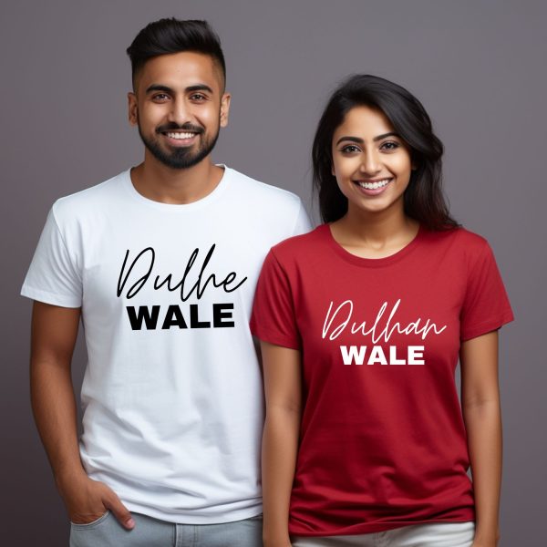 Group set of Dulhan Walay and Dulha Walay shirts in four colors