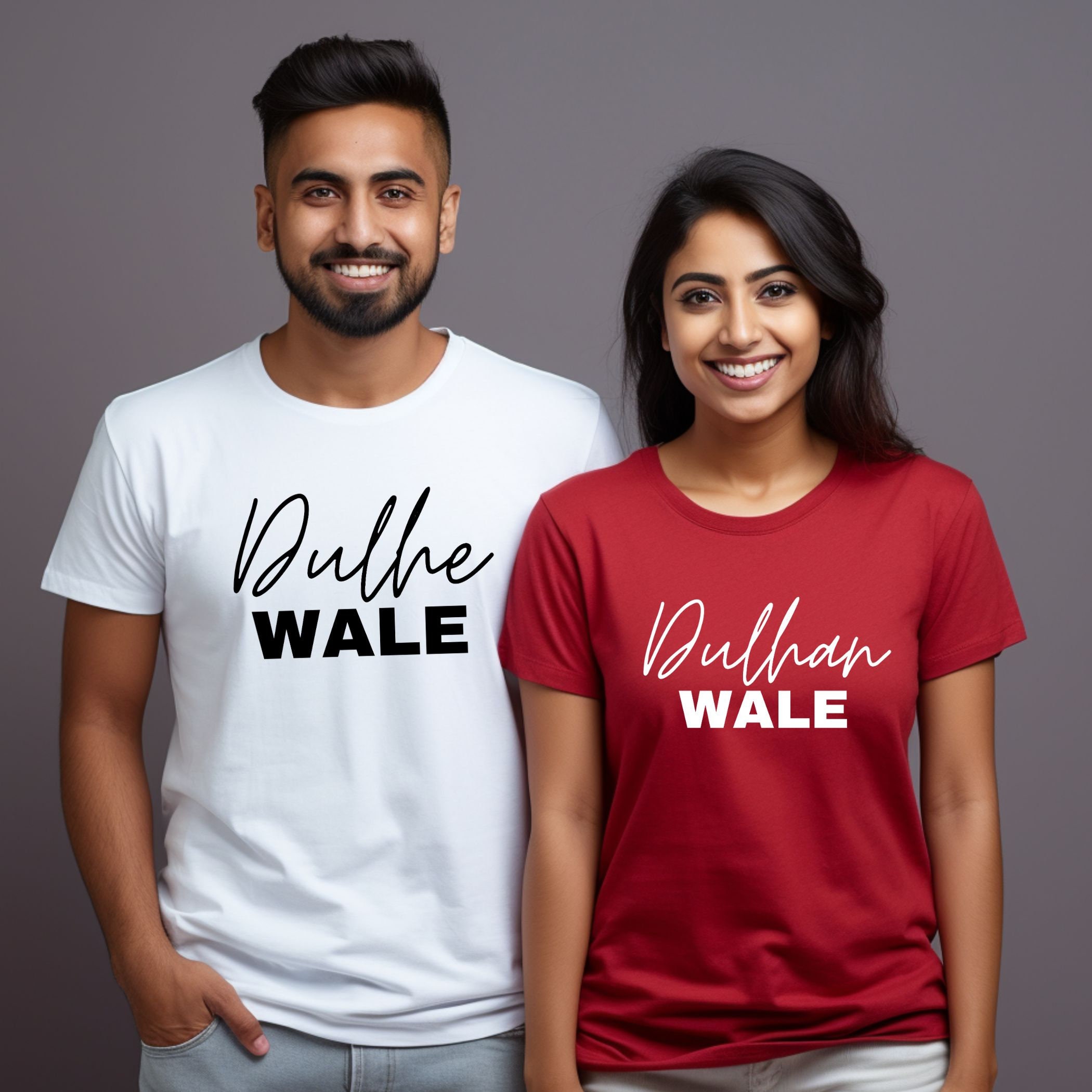 Group set of Dulhan Walay and Dulha Walay shirts in four colors