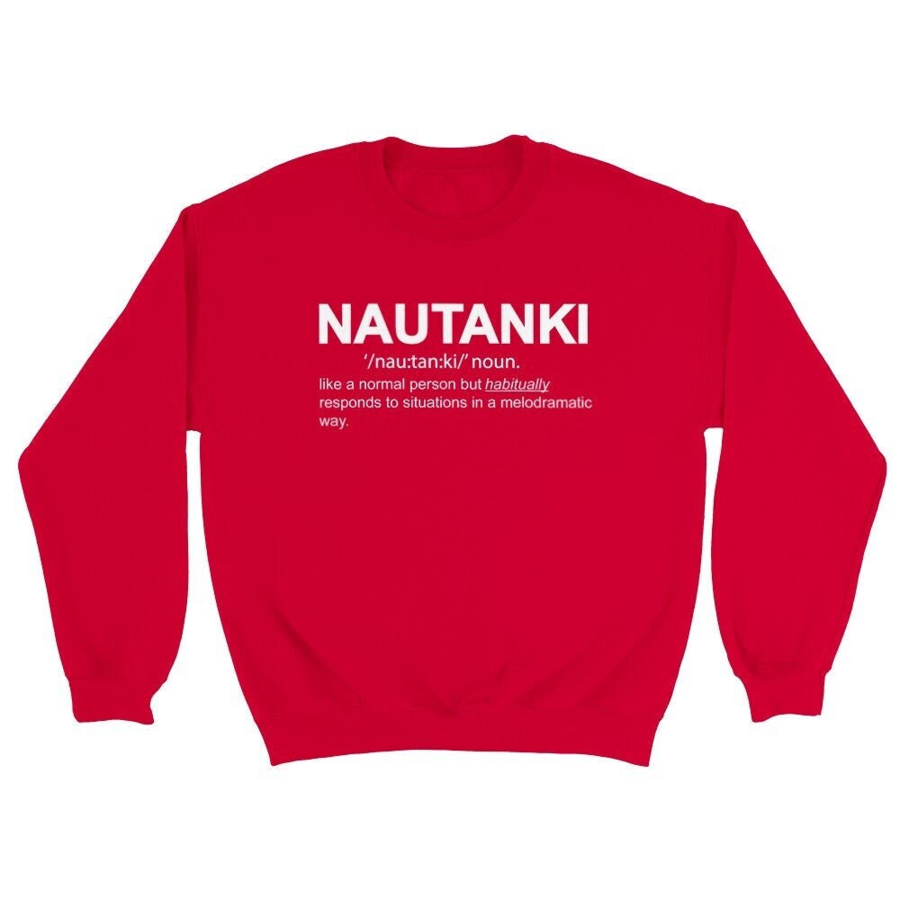 Folded Nautanki definition crewneck showing soft 50/50 fabric