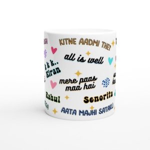 Side view of glossy ceramic chai mug with Brown Girl design