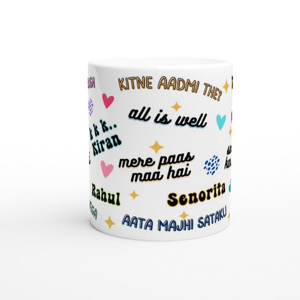 Side view of glossy ceramic chai mug with Brown Girl design