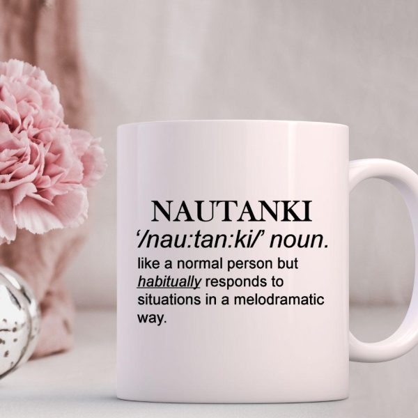 Drama Lover Desi Mug with two-sided artwork on white ceramic