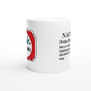 Lifestyle shot of Drama Lover Desi Mug on desk with nakhre humor