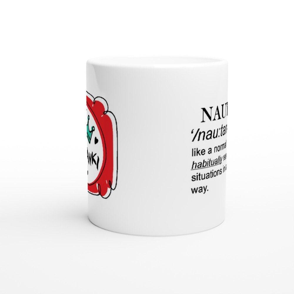 Lifestyle shot of Drama Lover Desi Mug on desk with nakhre humor