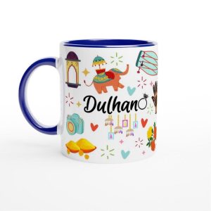Handle and rim detail on 11 oz Dulhan bridal shower mug
