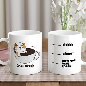 Chai Lover Ceramic Mug, Playful Cat Design, Cozy Tea Gift