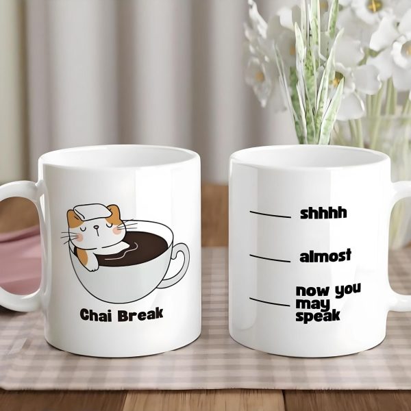 Chai Lover Ceramic Mug, Playful Cat Design, Cozy Tea Gift