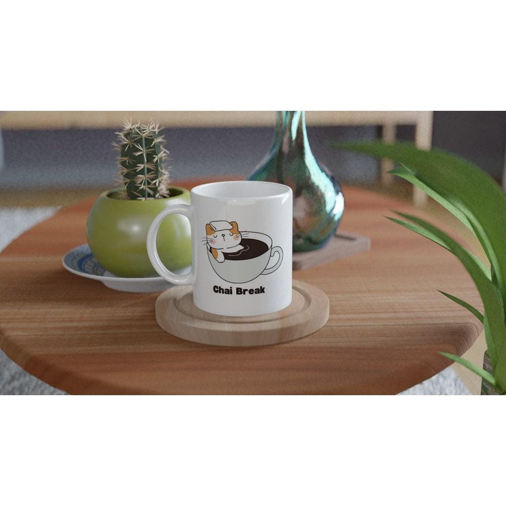 Chai Lover Ceramic Mug, Playful Cat Design, Cozy Tea Gift