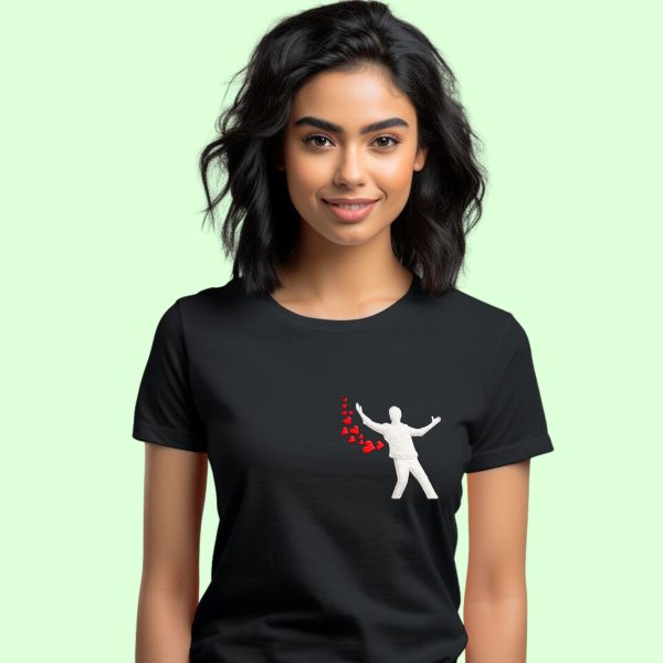 Model wearing SRK Romance Tee in White, casual streetwear look