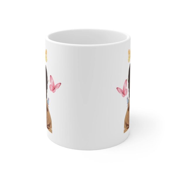 C-shaped handle and smooth rim of 11 oz DDLJ guitar mug
