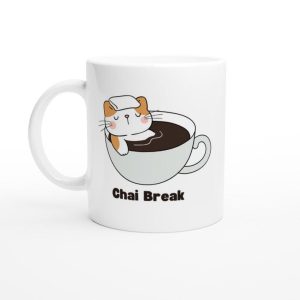 Chai Lover Ceramic Mug, Playful Cat Design, Cozy Tea Gift