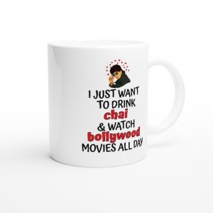 Bollywood Mug: Desi Art Gift, Chai & Movies