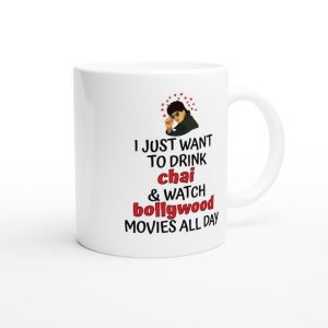 Bollywood Mug: Desi Art Gift, Chai & Movies