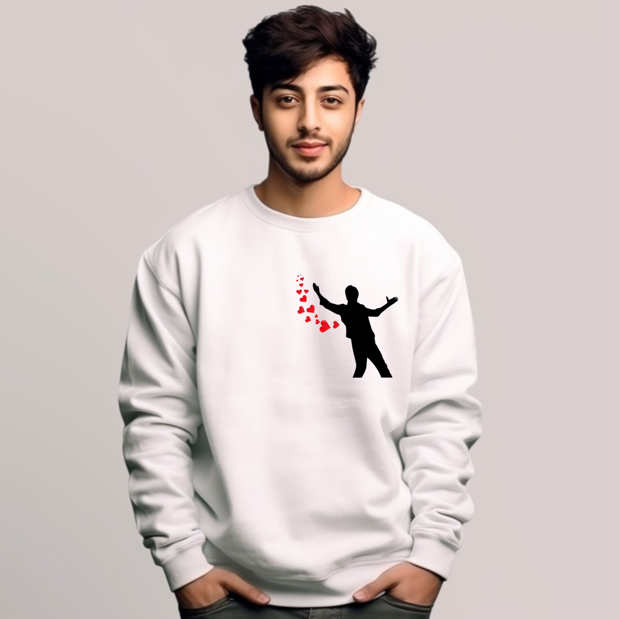 Front view of Artkins SRK fan art sweatshirt in navy with clean graphic print
