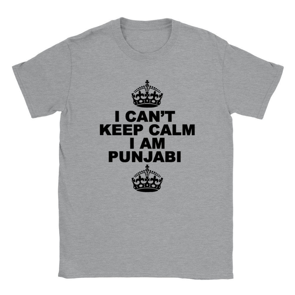 Funny Punjabi t-shirt gift idea for South Asian friends, shown folded on a clean background