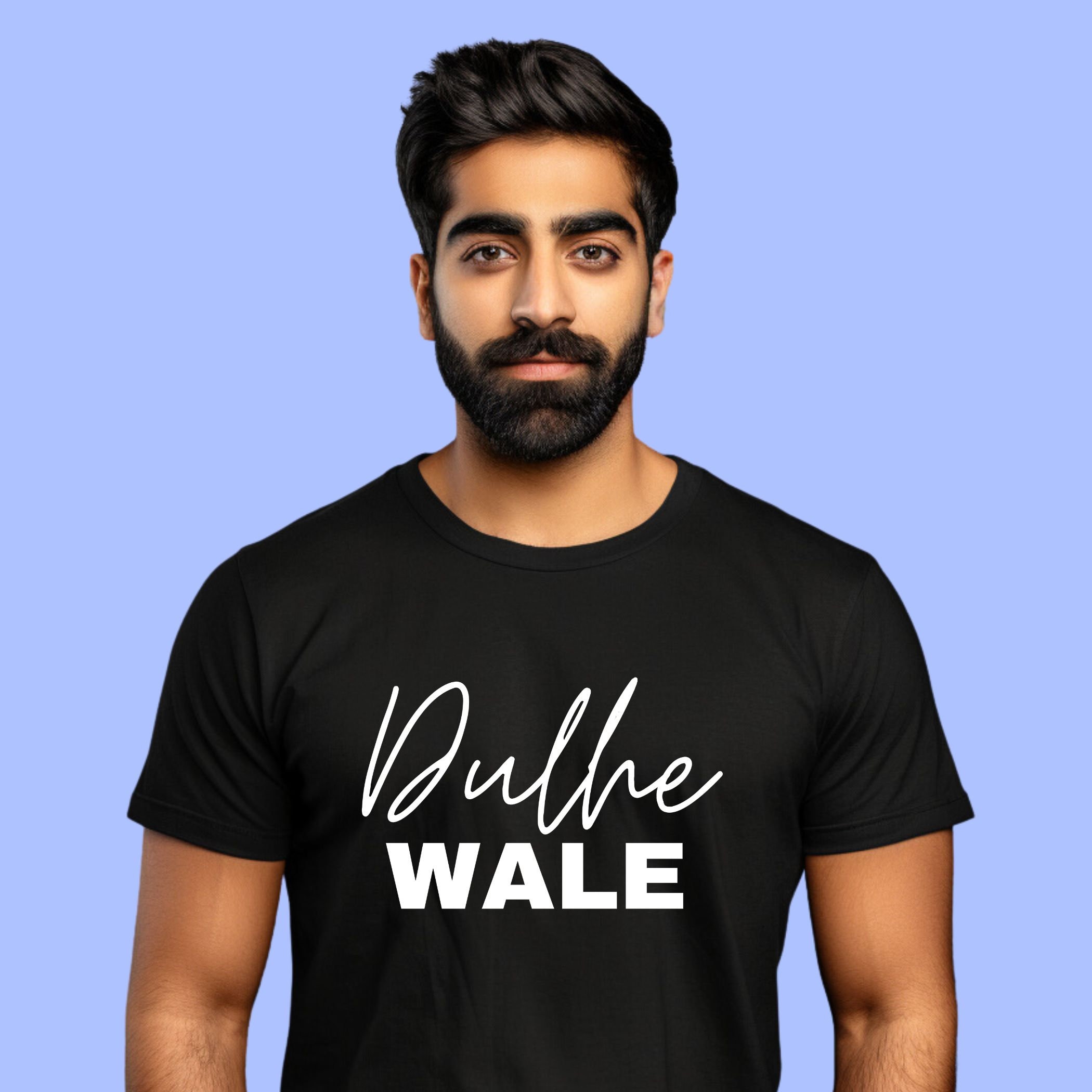 Dulha Tribe and Dulhan crew shirts laid flat, South Asian wedding party gift idea